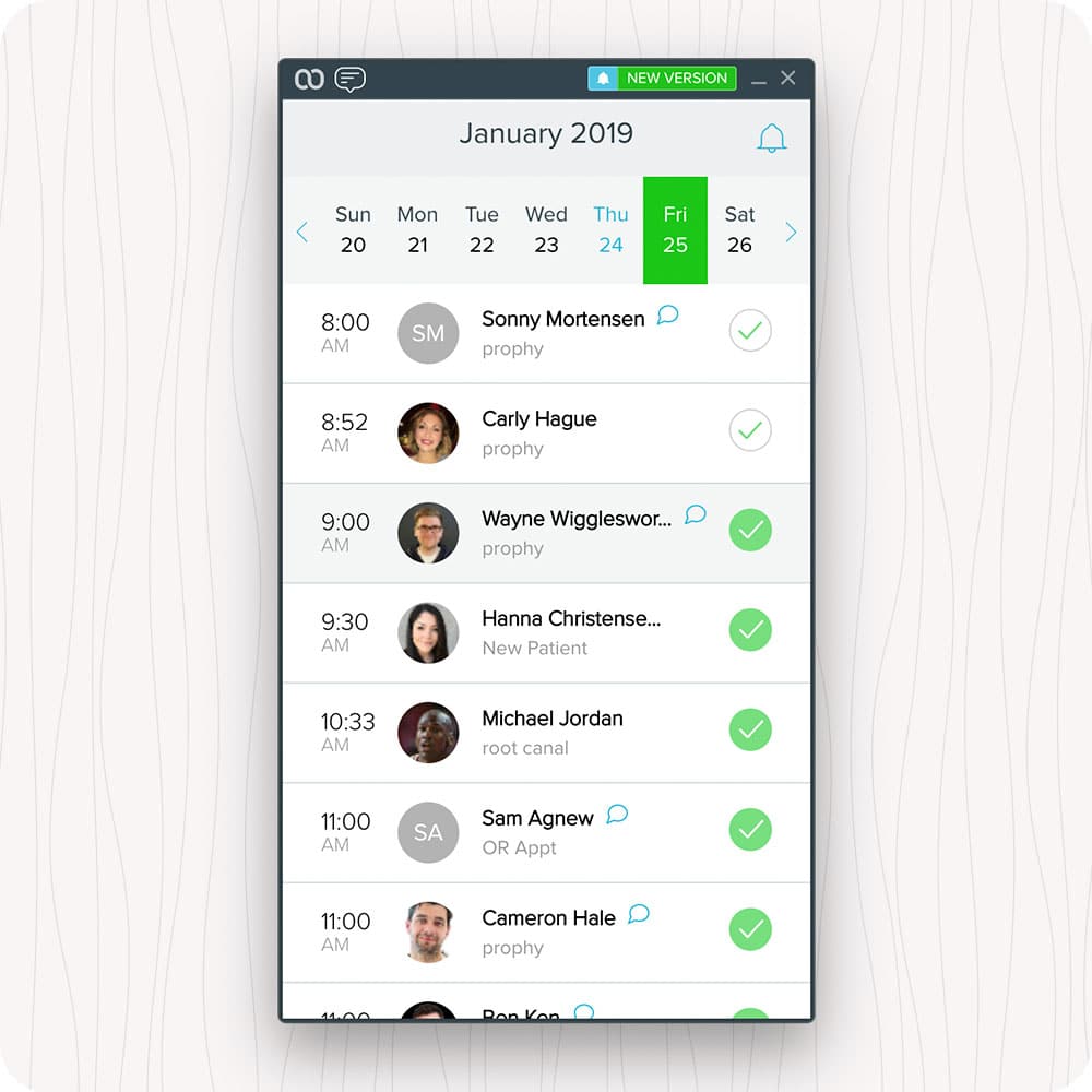 Weave’s mobile app displays a call log of patients