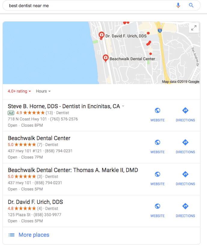 Searching Google for Dentist Near Me
