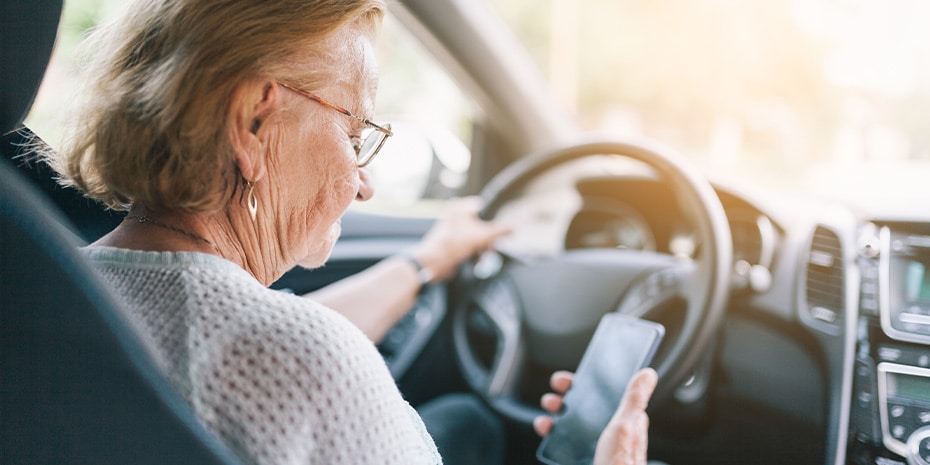 Elderly patient texting